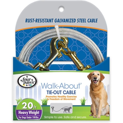 Four Paws Dog Tie Out Cable - Heavy Weight - Black