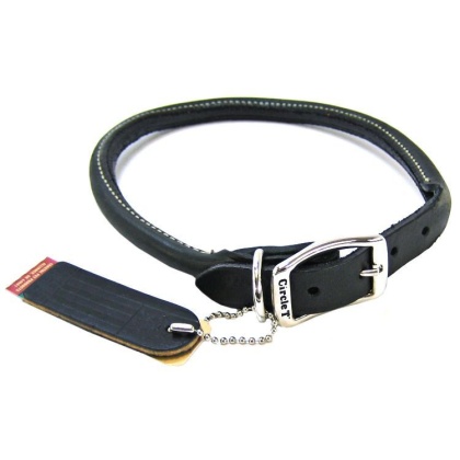 Circle T Pet Leather Round Collar - Black