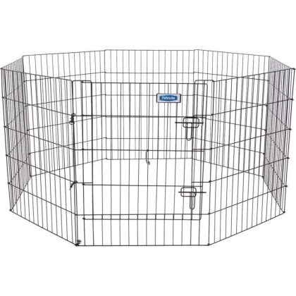 Petmate Exercise Pen Single Door with Snap Hook Design and Ground Stakes for Dogs Black