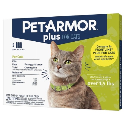 PetArmor Plus Flea and Tick Treatment for Cats (Over 1.5 Pounds)