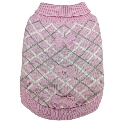 Fashion Pet Pretty in Plaid Dog Sweater Pink